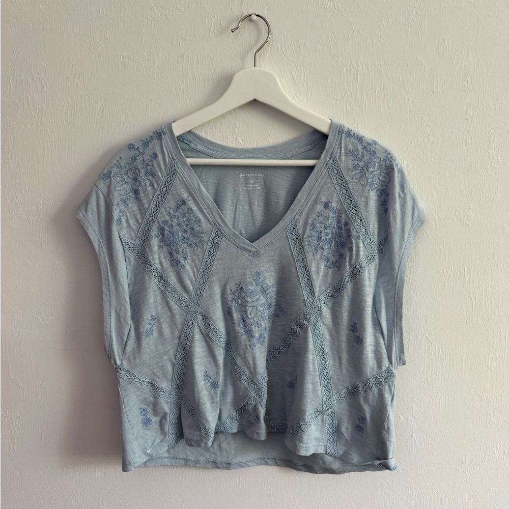 By Anthropologie Blue Floral Women's Top